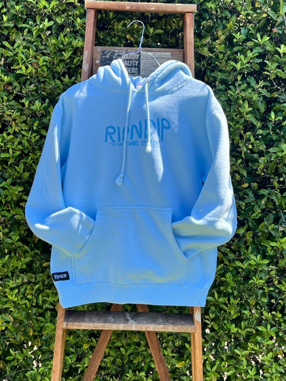 Rip N Dip Hoodie Blue The Great Wave Of Nerm Skate Grunge Pullover Mens Small